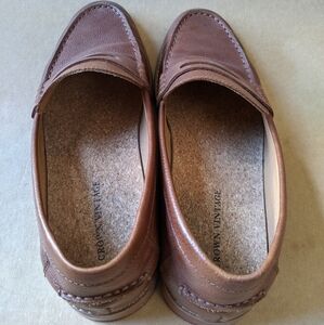 Crown vintage men loafers slip-on genuine leather brown, 10.5